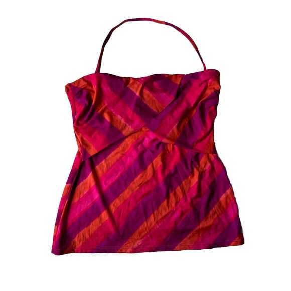 lauren ralph lauren halter tankini top Striped Size 12 New with Tags - Picture 1 of 11